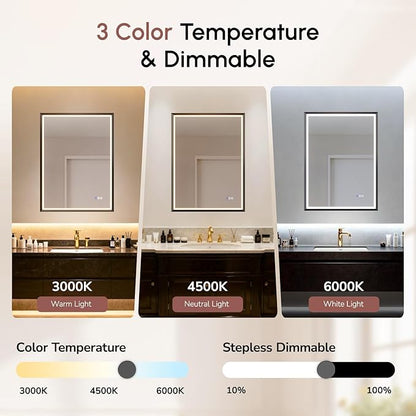 USHOWER 36X24 LED Bathroom Mirror - Image 5