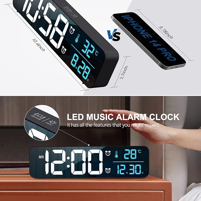 Hournor Digital Clock for Bedroom, Digital Wall Clock for Living Room Decor - Image 9