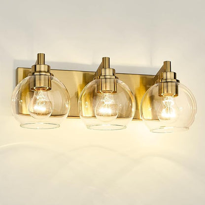 METWET Bathroom Light Fixtures, 3-Light Brushed Gold Vanity Light, Modern Wall - Image 9