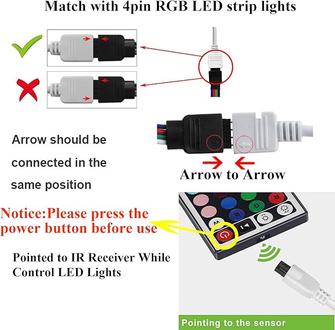 GALYGG 24 Key LED Strip Lights IR Remote Controller, Wireless Rectifier Control - Image 3