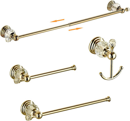 crystal bathroom hardware set,adjustable towel rack, toilet roll, main product view