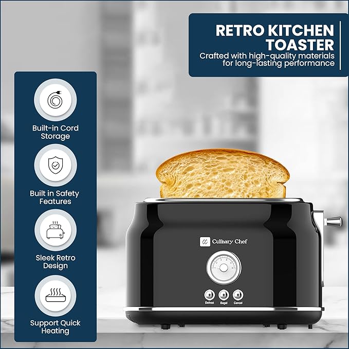 Frigidaire ETO102-WHITE, 2 Slice Toaster, Retro Style, Wide Slot - Image 3