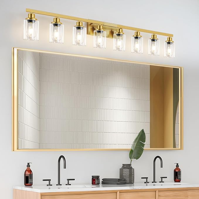 DIKAIDA 8 Light Gold Vanity Lights Over Mirror, 52inch Gold Bathroom Light - Image 6