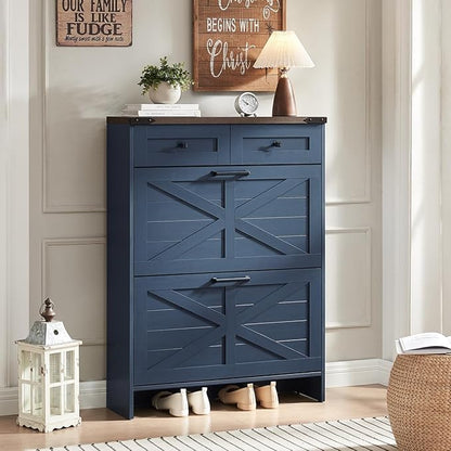 Shoe Storage Cabinet, Farmhouse Shoe Organizer by Barnyatoh