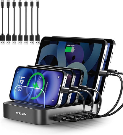 MSTJRY Charging Station for Multiple Devices : 5 Port Multi USB-A Charger by MSTJRY