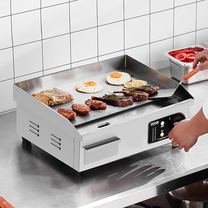 VEVOR Commercial Electric Griddle, 1700W Countertop Flat Top Grill, 18in - Image 8