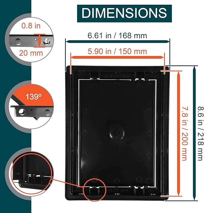 6" x 8" Black Plastic Access Panel - Image 2