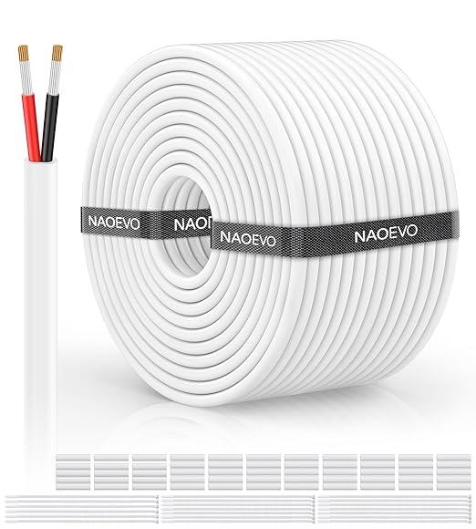 NAOVEO 16 Gauge Wire 2 Conductor Electrical Wire, 16 AWG Stranded PVC Tinned by NAOEVO