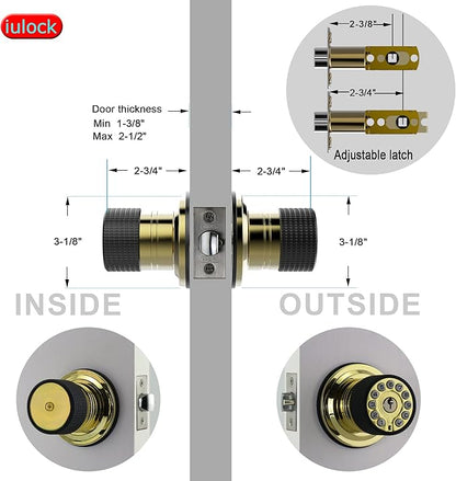 iulock Smart Door Knob with Keypad and Key, Keyless Entry Door Lock with Rubber - Image 4