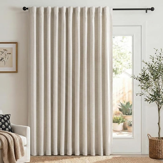 100% Blackout Shield Linen Blackout Sliding Door Curtains by 100BlackoutShield