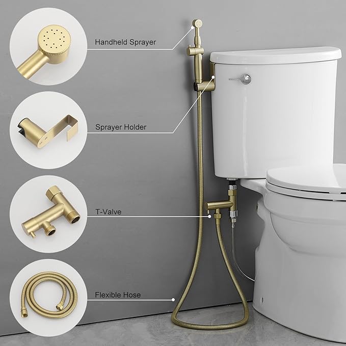 Bidet Sprayer for Toilet Brushed Gold Bidet Attachment for Toilet - Image 6