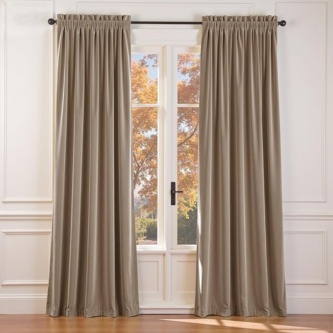 Lazzzy Velvet Blackout Curtains Thermal Insulated Room Window Drapes Super Soft by Lazzzy