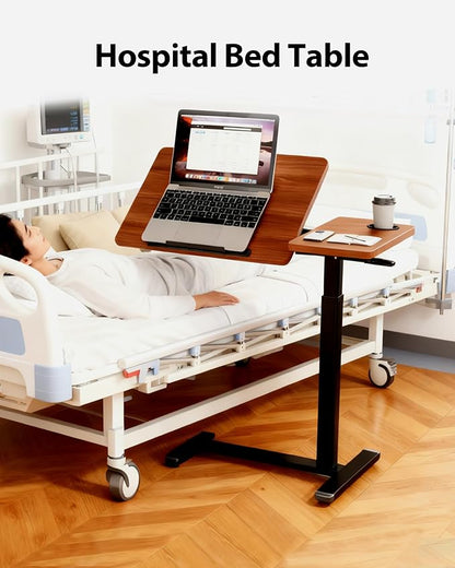 Overbed Table with Wheels, Pneumatic Height Adjustable Overbed Bedside Table - Image 8