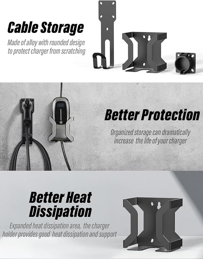 BMZX EV Charger Holder J1772, Wall Mount Kit - Image 2