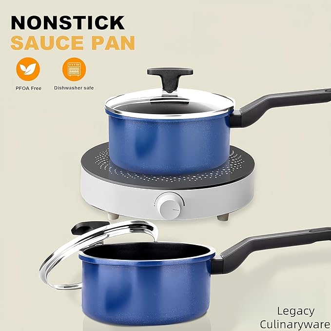 Nonstick Sauce Pan with Lid, 2QT small pot, PFOA Free, Kitchen Pots Induction - Image 2