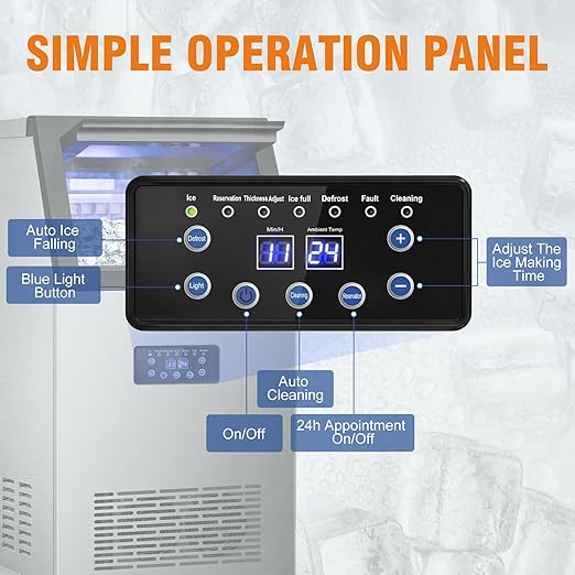 Commercial Ice Maker 120LBS/24H, Stainless Steel Freestanding Ice Maker Machine - Image 4