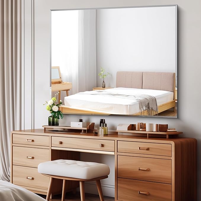 CILIBER Beveled Bathroom Mirror, 40x48 Inch Large Frameless Mirrors - Image 2
