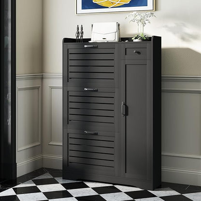 Slim Shoe Storage Cabinet for Entryway, Hidden Shoe Rack Cabinet by GlouModFurniture