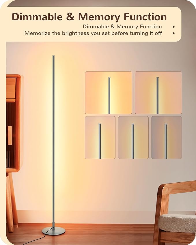 EDISHINE LED Corner Lamp, 57.5" Tall Slim Sleek Floor Lamps - Image 3