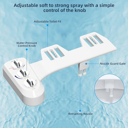 Hibbent Bidet Attachment for Toilet, Self Cleaning Dual Nozzle, Hot & Cold - Image 4
