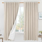 LAMIT 100% Blackout Natural Linen Curtains, 72 Inches Linen Textured Thermal by LAMIT