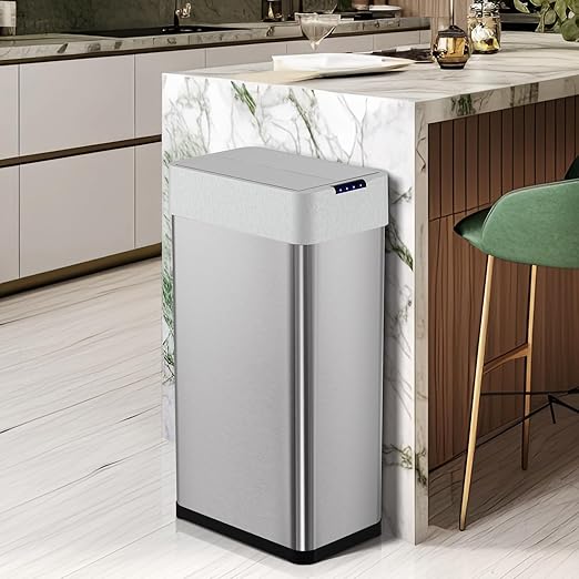 Arlopu 21.1 Gal Automatic Trash Can, 80L Stainless Steel Motion Sensor Garbage - Image 6