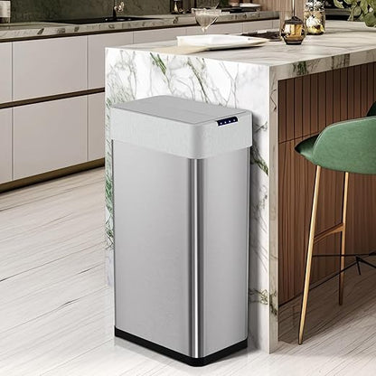 Arlopu 18.5 Gal Automatic Trash Can, 70L Stainless Steel Motion Sensor Garbage - Image 9