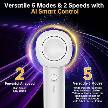 Hair Dryer with Nozzle- Negative Ionic Blow Dryer, AI Smart Thermo-Control with - Image 2