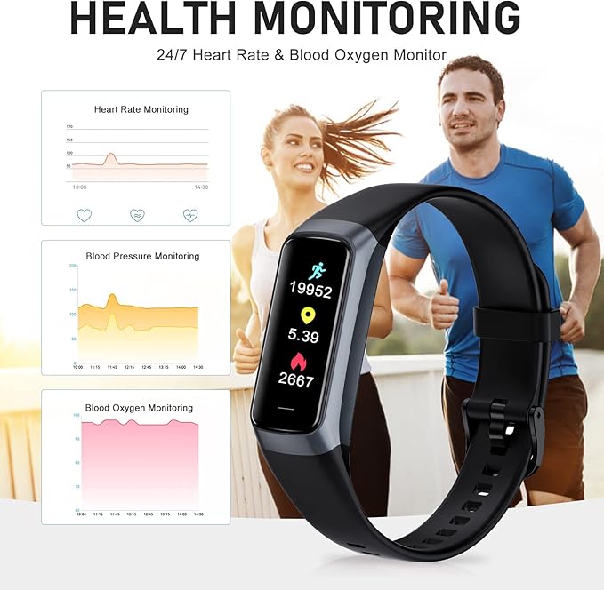 Fitness Tracker with 24/7 Heart Rate Blood Oxygen Sleep Monitor, 1.1" AMOLED - Image 3
