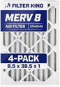 Filter King 8.5x38.5x1 Air Filter | 4-PACK | MERV 8 HVAC Pleated A/C Furnace by FilterKing