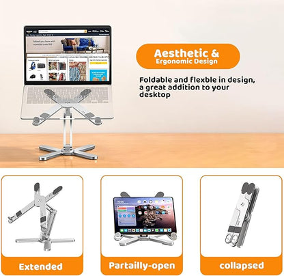 Laptop Stand with 360 Rotating Base, Computer Notebook Laptop Riser Metal Holder - Image 4