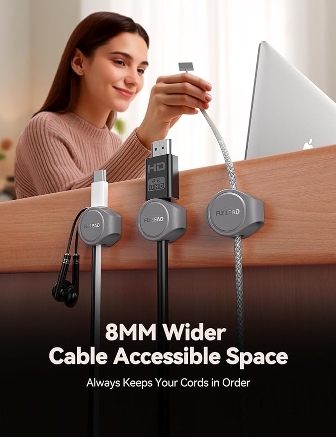 8-Pack Cord Organizer Magnetic Cable Clips, Desk Cable Management Wire Hider - Image 4