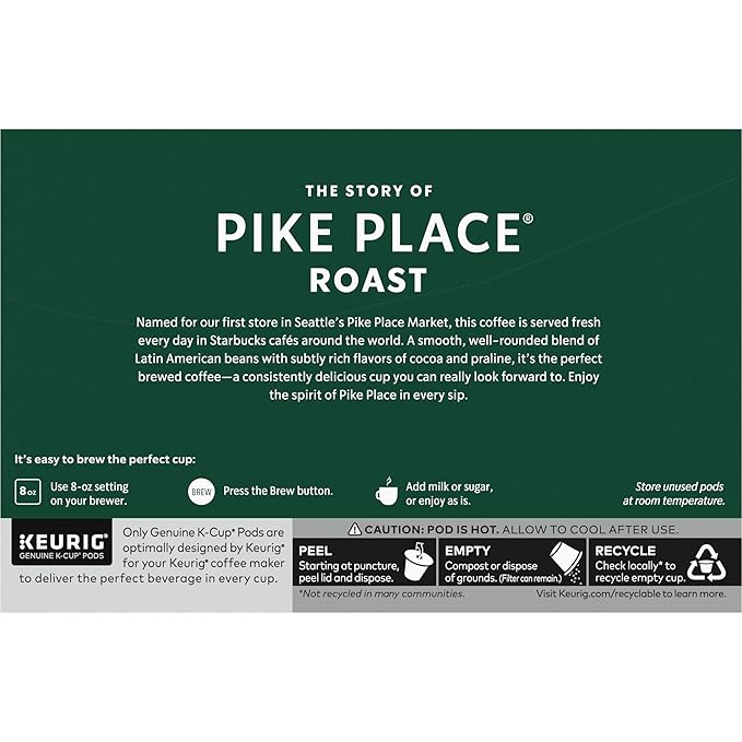 Starbucks K-Cup Coffee Pods, Medium Roast Hot or Iced Coffee, Pike Place Roast - Image 8