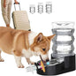 RIZZARI Dog Food Water Dispenser: 7L Large Black Stainless Steel Gravity Water by RIZZARI