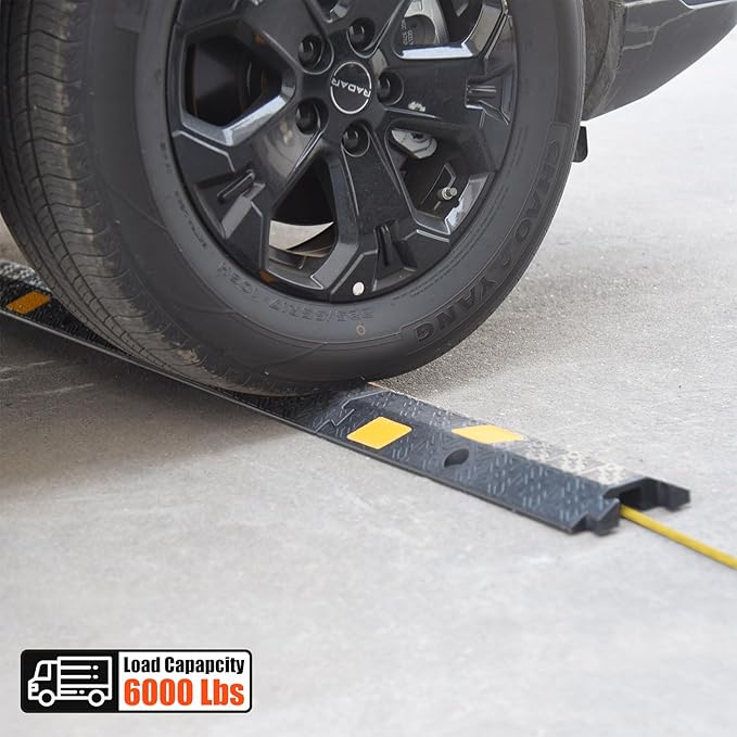 OranLite 6 Pack 1-Channel Rubber Cable Protector Ramp, Visible at Night - Image 4