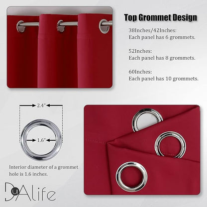 DUALIFE Red Blackout Curtains 45 Inches Long Short Kitchen Curtains - Image 3