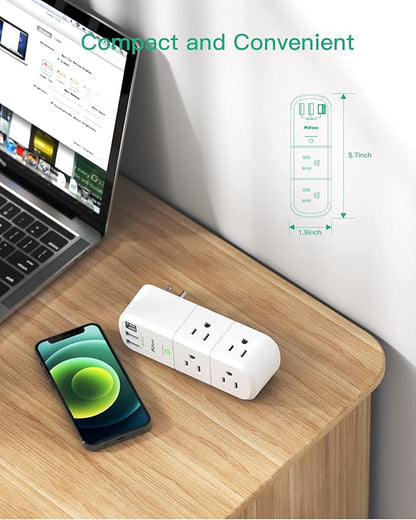 Outlet Extender with Rotating Plug, Mifaso Surge Protector 6 AC Multi Plug Wall - Image 6