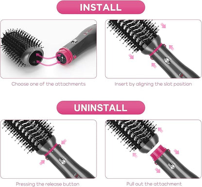 IG INGLAM 4 in 1 Hot Air Brush, Negative Ion Detachable Hair Styler & Volumizer - Image 3