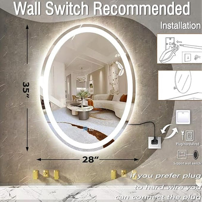 28 x 36 Inch Oval LED Vanity Mirror - Image 7