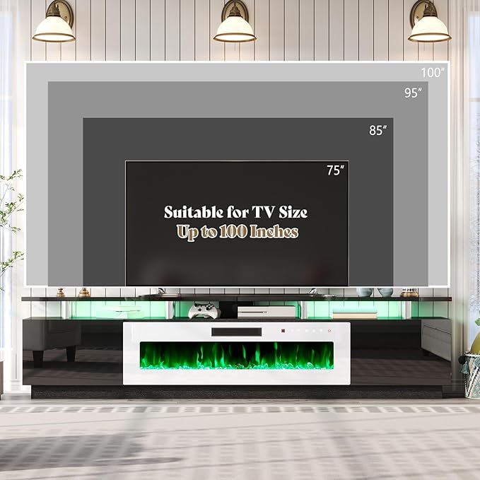AMERLIFE 90" 2 Tier Fireplace TV Stand - Image 5