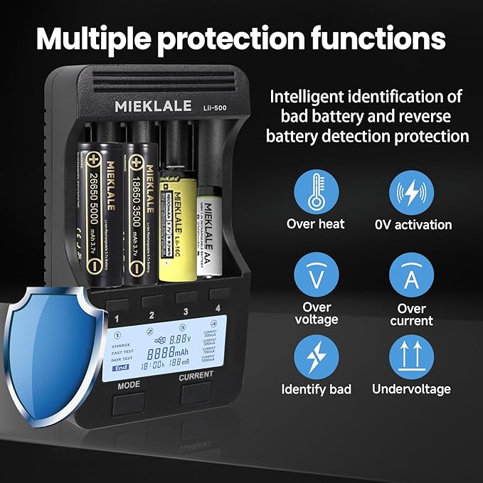 18650 Battery Charger, MIEKLALE 4 Bay Battery Charger - Image 6