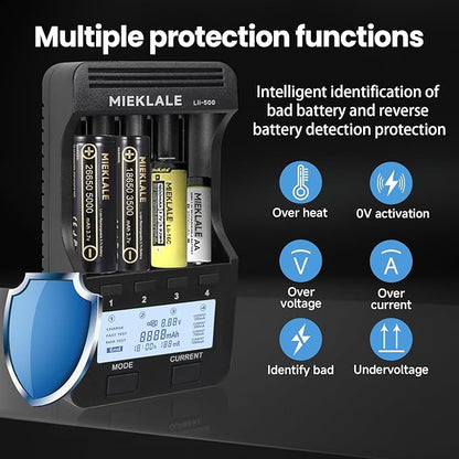 18650 Battery Charger, MIEKLALE 4 Bay Battery Charger - Image 6