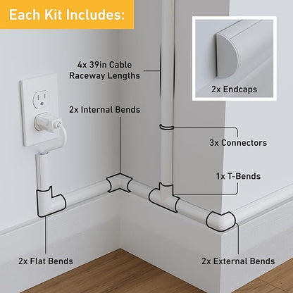 D-Line 13.12ft Cord Hider Kit, Patented Cable Cover, Hide Wires on Wall - Image 2