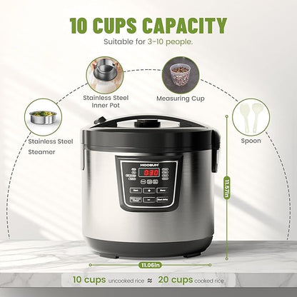 20 Cup Cooked Rice Cooker with 8 Functions, Healthy Cooking Stainless Steel Pot - Image 5
