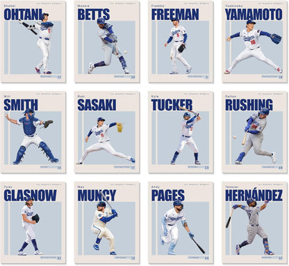 BigWig Prints LA Dodgers Baseball Player Posters, Set of 12, 8x10 in | Includes 12 Dodgers Player Portraits, Great Gift for Baseball Fans, Ideal for Game Day Party Decorations, Unframed