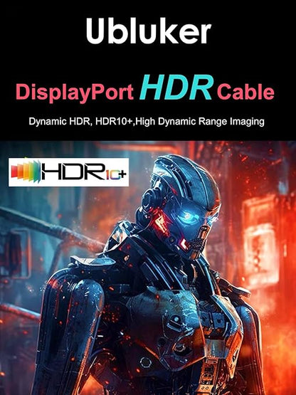 Ubluker 10K 8K DisplayPort 2.1 Cable 54Gbps 6.6 FT, Certified DP to DP Cord 4K - Image 6