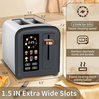 SEEDEEM Toaster 2 Slice, Full Touch Control Stainless Toaster, LCD Display - Image 2