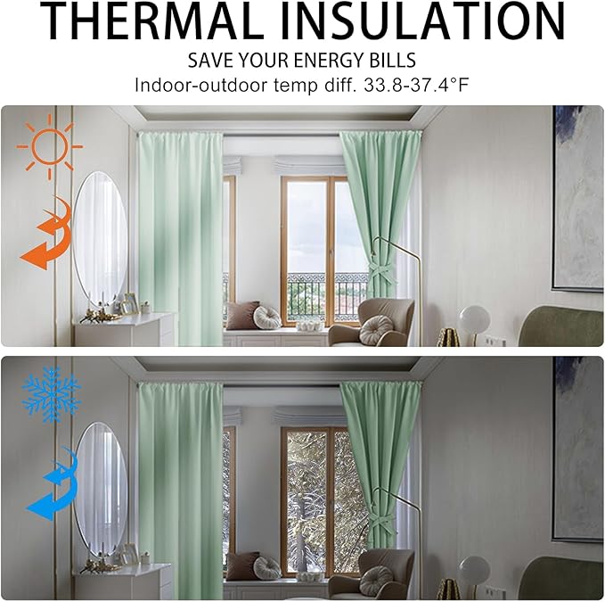 JIUZHEN Blackout Curtains for Bedroom– Thermal Insulated, Noise Reducing Room - Image 4