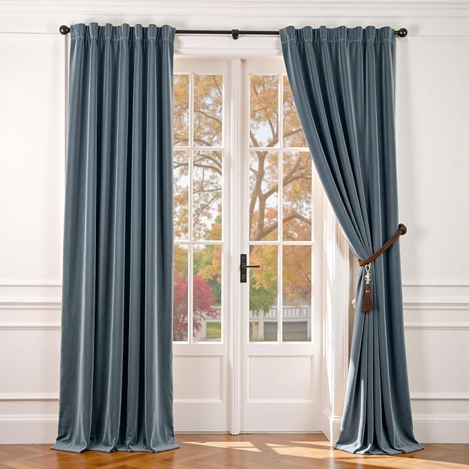Lazzzy Velvet Blackout Curtains Thermal Insulated Room Window Drapes Super Soft by Lazzzy
