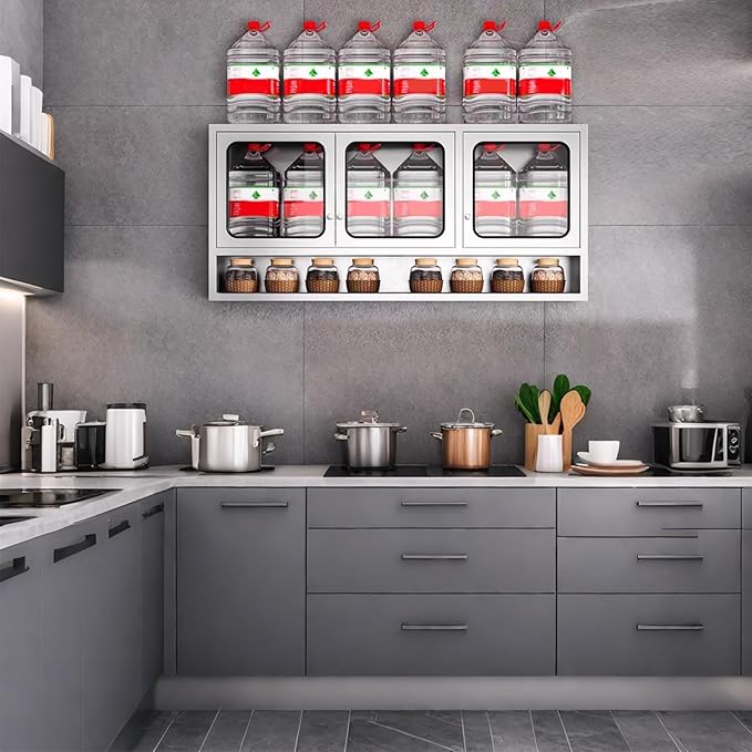 ZZV Kitchen Wall Cabinet, Stainless Steel Wall Mounted Cabinet - Image 5